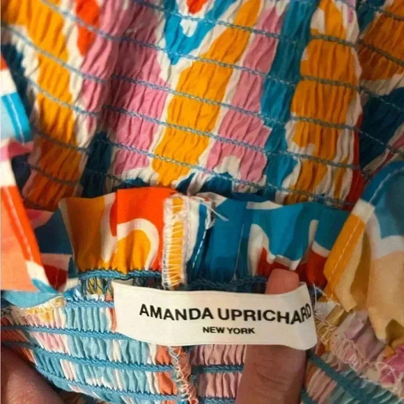 NWOT Amanda Uprichard Adelene Smocked A-Line Midi Dress Miami Print S - Picture 4 of 4